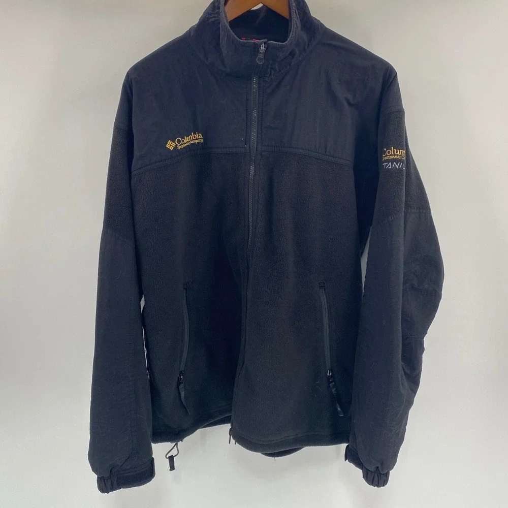 Columbia‎ Titanium Fleece Jacket Mens Large Black Full Zip Interchange Hiking L